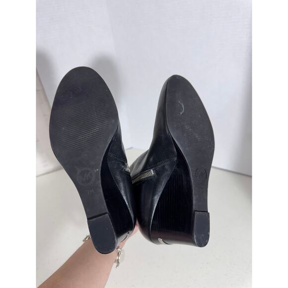 "Michael Kors"  Bromley Womens Blk Leather Wedge Bootie Side Zipper NEW? Classy - Picture 7 of 9
